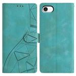 For iPhone 16e Triangles Embossed Leather Phone Case(Green)