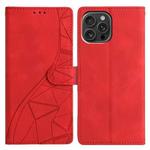 For iPhone 15 Pro Triangles Embossed Leather Phone Case(Red)