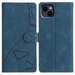 For iPhone 15 Plus Triangles Embossed Leather Phone Case(Blue)