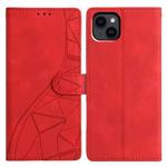For iPhone 15 Plus Triangles Embossed Leather Phone Case(Red)