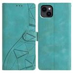 For iPhone 15 Plus Triangles Embossed Leather Phone Case(Green)