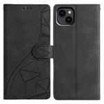 For iPhone 14 Plus Triangles Embossed Leather Phone Case(Black)