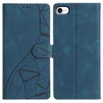 For iPhone 7 / 8 / SE 2022 Triangles Embossed Leather Phone Case(Blue)