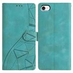 For iPhone 7 / 8 / SE 2022 Triangles Embossed Leather Phone Case(Green)