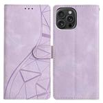 For iPhone 13 Pro Triangles Embossed Leather Phone Case(Purple)