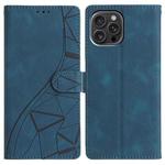 For iPhone 13 Pro Triangles Embossed Leather Phone Case(Blue)