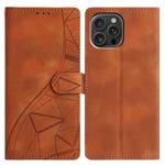 For iPhone 13 Pro Triangles Embossed Leather Phone Case(Brown)