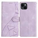 For iPhone 13 Triangles Embossed Leather Phone Case(Purple)