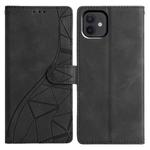 For iPhone 12 / 12 Pro Triangles Embossed Leather Phone Case(Black)