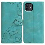 For iPhone 12 / 12 Pro Triangles Embossed Leather Phone Case(Green)