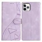 For iPhone 11 Pro Max Triangles Embossed Leather Phone Case(Purple)