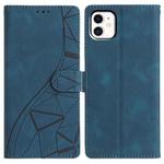 For iPhone 11 Triangles Embossed Leather Phone Case(Blue)