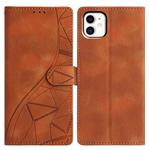 For iPhone 11 Triangles Embossed Leather Phone Case(Brown)