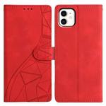 For iPhone 11 Triangles Embossed Leather Phone Case(Red)
