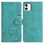 For iPhone 11 Triangles Embossed Leather Phone Case(Green)