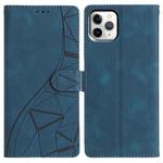 For iPhone 11 Pro Triangles Embossed Leather Phone Case(Blue)