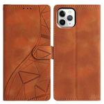 For iPhone 11 Pro Triangles Embossed Leather Phone Case(Brown)