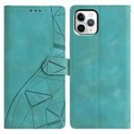For iPhone 11 Pro Triangles Embossed Leather Phone Case(Green)