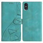 For iPhone X / XS Triangles Embossed Leather Phone Case(Green)