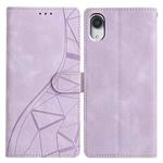 For iPhone XR Triangles Embossed Leather Phone Case(Purple)