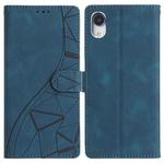For iPhone XR Triangles Embossed Leather Phone Case(Blue)