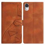 For iPhone XR Triangles Embossed Leather Phone Case(Brown)