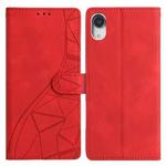 For iPhone XR Triangles Embossed Leather Phone Case(Red)