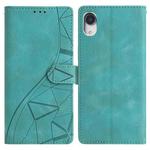For iPhone XR Triangles Embossed Leather Phone Case(Green)
