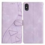 For iPhone XS Max Triangles Embossed Leather Phone Case(Purple)