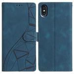 For iPhone XS Max Triangles Embossed Leather Phone Case(Blue)