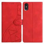 For iPhone XS Max Triangles Embossed Leather Phone Case(Red)