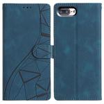 For iPhone 7 Plus / 8 Plus Triangles Embossed Leather Phone Case(Blue)