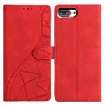 For iPhone 7 Plus / 8 Plus Triangles Embossed Leather Phone Case(Red)