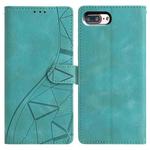 For iPhone 7 Plus / 8 Plus Triangles Embossed Leather Phone Case(Green)