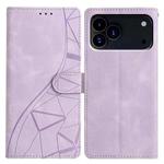 For iPhone 17 Pro Max Triangles Embossed Leather Phone Case(Purple)