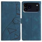 For iPhone 17 Pro Triangles Embossed Leather Phone Case(Blue)