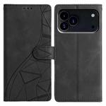 For iPhone 17 Pro Triangles Embossed Leather Phone Case(Black)