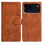 For iPhone 17 Pro Triangles Embossed Leather Phone Case(Brown)