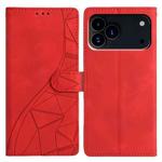 For iPhone 17 Pro Triangles Embossed Leather Phone Case(Red)