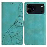 For iPhone 17 Pro Triangles Embossed Leather Phone Case(Green)