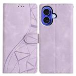 For iPhone 17 Triangles Embossed Leather Phone Case(Purple)