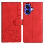 For iPhone 17 Triangles Embossed Leather Phone Case(Red)