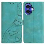 For iPhone 17 Triangles Embossed Leather Phone Case(Green)