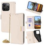 For Redmi Note 14 4G 164.84mm EU Crossbody Chain Leather Phone Case(White)