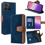 For Honor X8c 4G Global Color Stitching Skin Feel Leather RFID Blocking Phone Case(Blue)