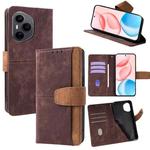For Honor 400 Global 156.5mm Color Stitching Skin Feel Leather RFID Blocking Phone Case(Brown)