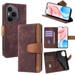 For Honor 400 Pro Global 160.8mm Color Stitching Skin Feel Leather RFID Blocking Phone Case(Brown)