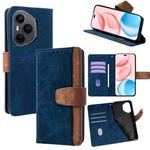 For Honor 400 Pro Global 160.8mm Color Stitching Skin Feel Leather RFID Blocking Phone Case(Blue)