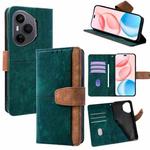 For Honor 400 Pro Global 160.8mm Color Stitching Skin Feel Leather RFID Blocking Phone Case(Green)