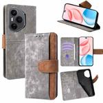 For Honor 400 Pro Global 160.8mm Color Stitching Skin Feel Leather RFID Blocking Phone Case(Grey)